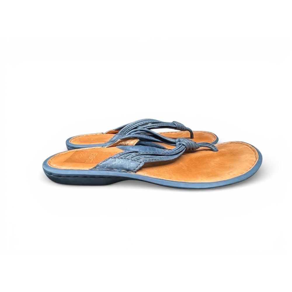 Born Blue Leather Thong Sandals, Women's Size 9
